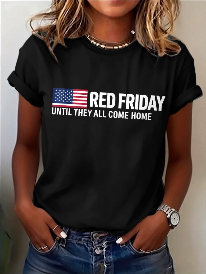 Women's Red Friday Print T-Shirt-America250