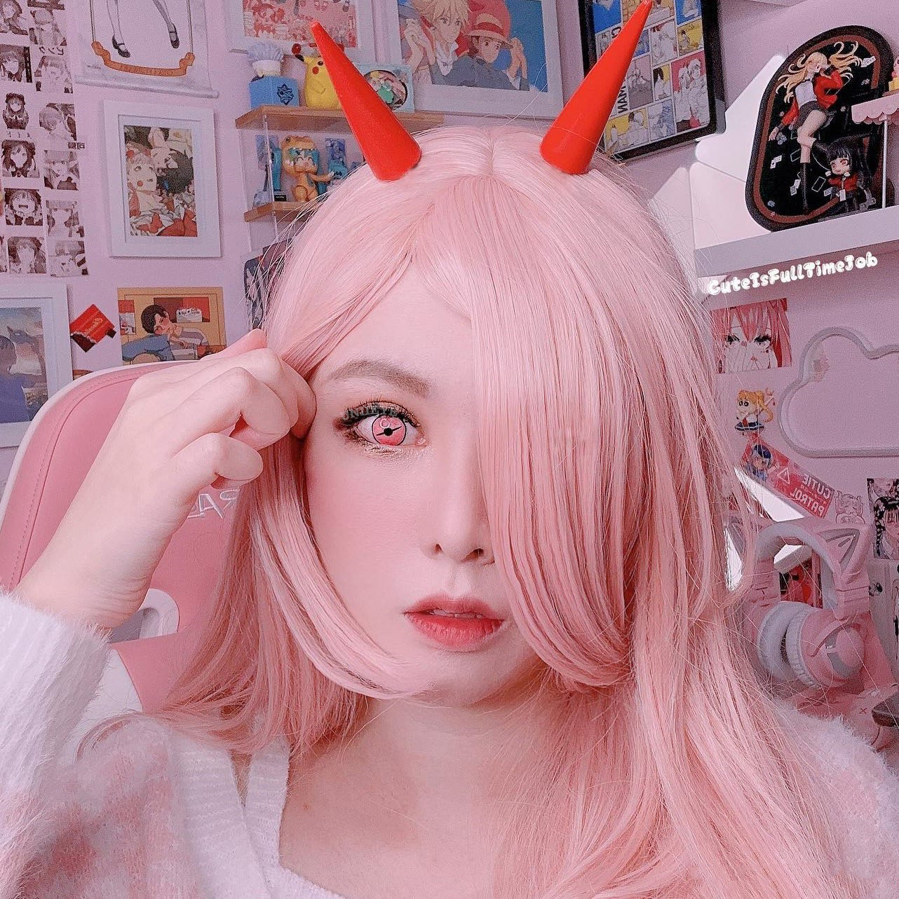 Uniieye Blind Kamado Nezuko Ghost Prescription Cosplay Colored Contact Lenses-UNIIEYE