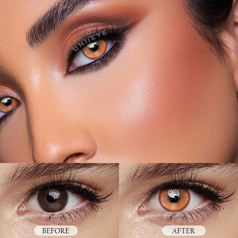Uniieye Magic Coral Orange Brown Prescription Colored Contact Lenses