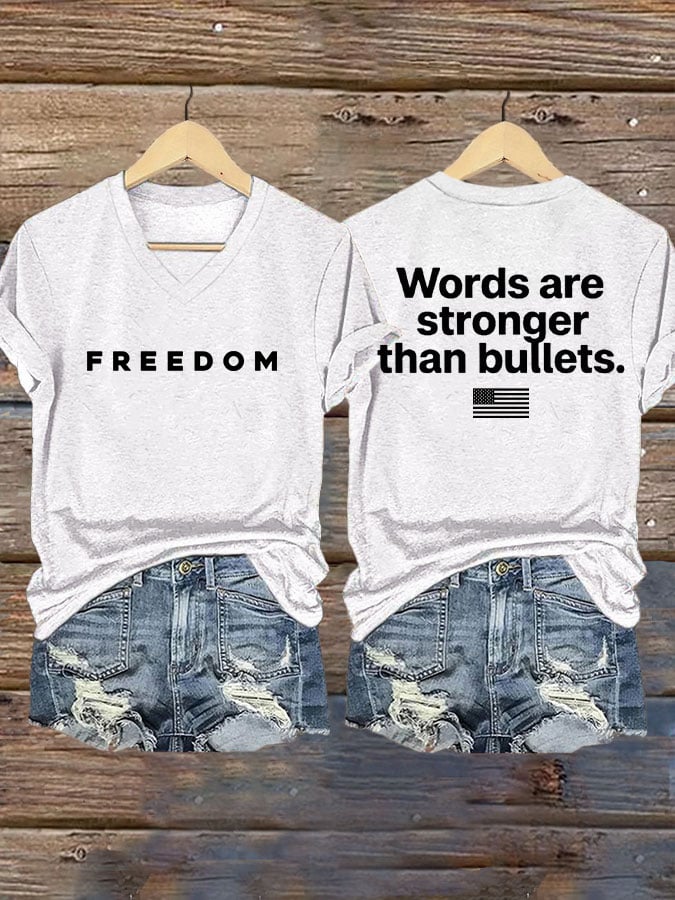Women's Freedom Print Casual T-Shirt-America250