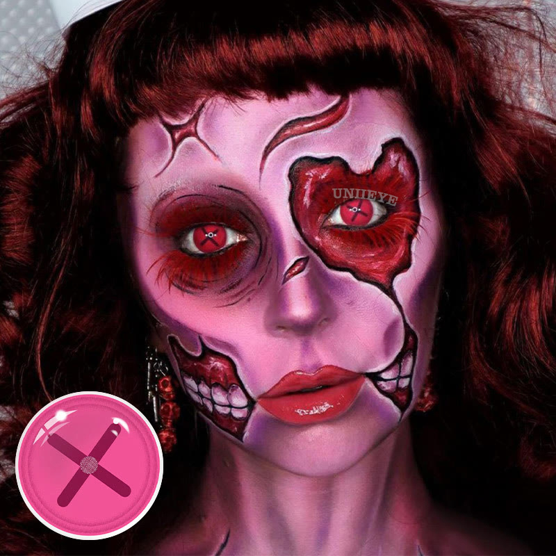 Uniieye Blind Button Eye Pink Cosplay Colored Contact Lenses-UNIIEYE