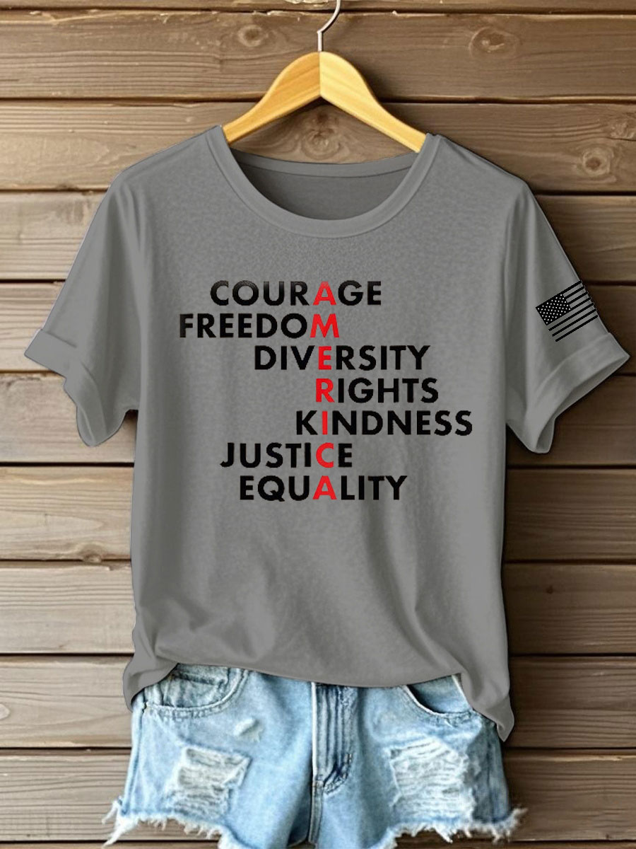 Women's  Freedom Printed Iron On Short Sleeve T-Shirt-America250