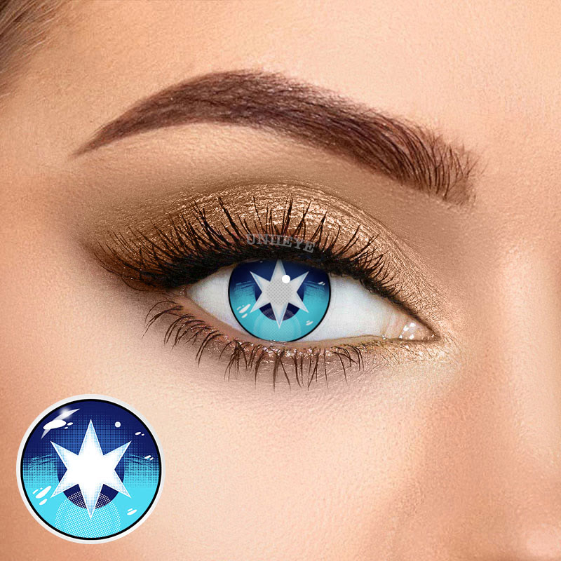 Uniieye Blind Aqua Hoshino Blue Cosplay Colored Contact Lenses-UNIIEYE