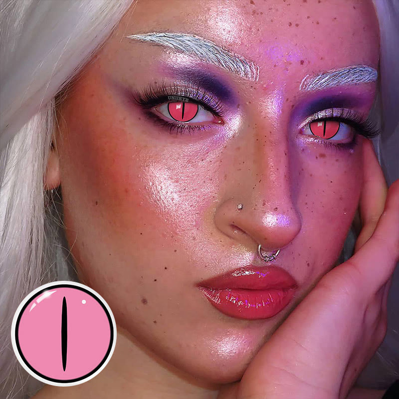 Uniieye Blind Kamado Nezuko Rose Cosplay Colored Contact Lenses-UNIIEYE