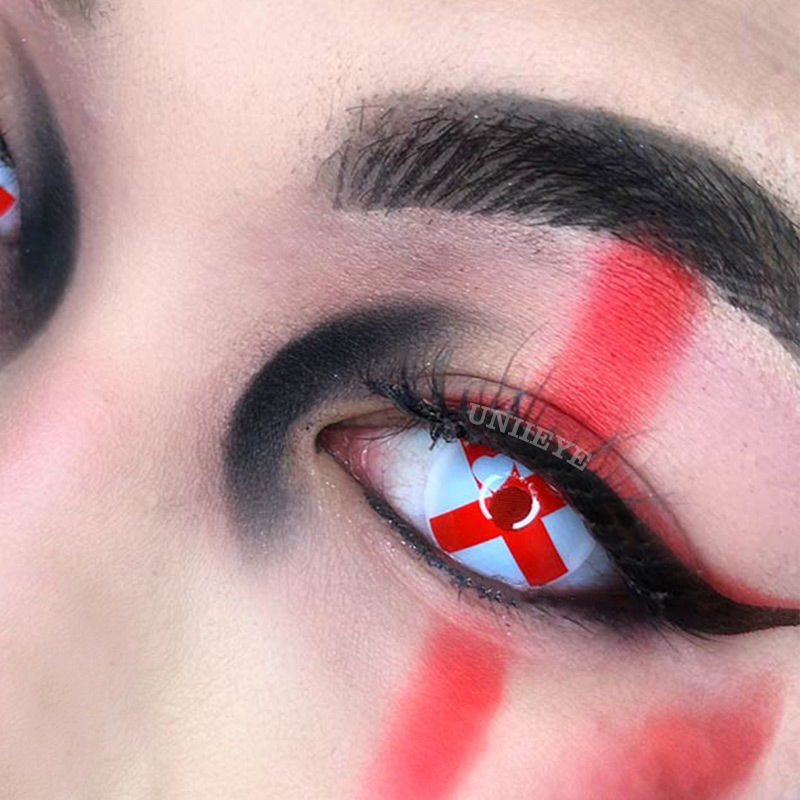 Uniieye Blind Red Cross Cosplay Colored Contact Lenses-UNIIEYE
