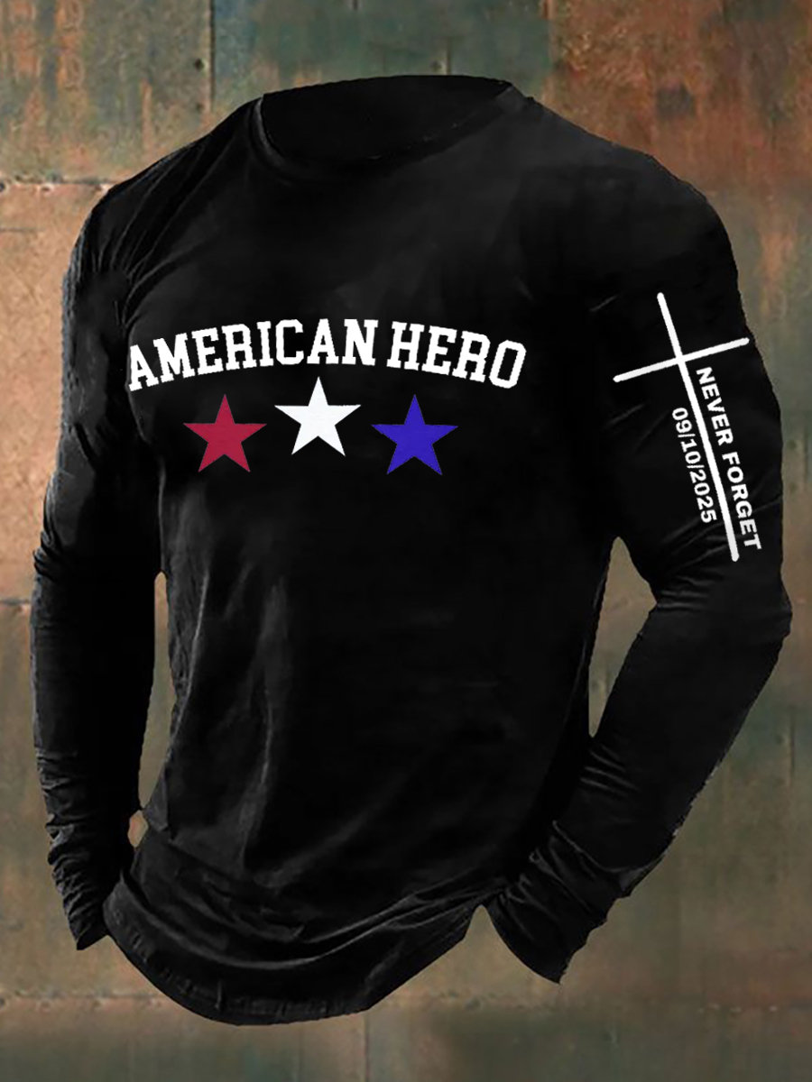 Men's RIP American Hero We Never Forget Long Sleeve T-shirt-America250