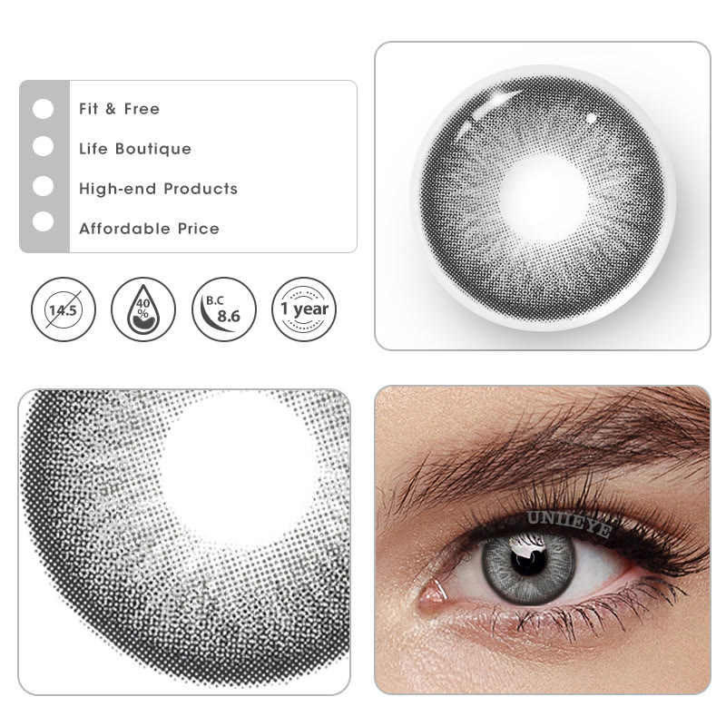 Uniieye Barbie Taylor Grey Prescription Colored Contact Lenses-UNIIEYE