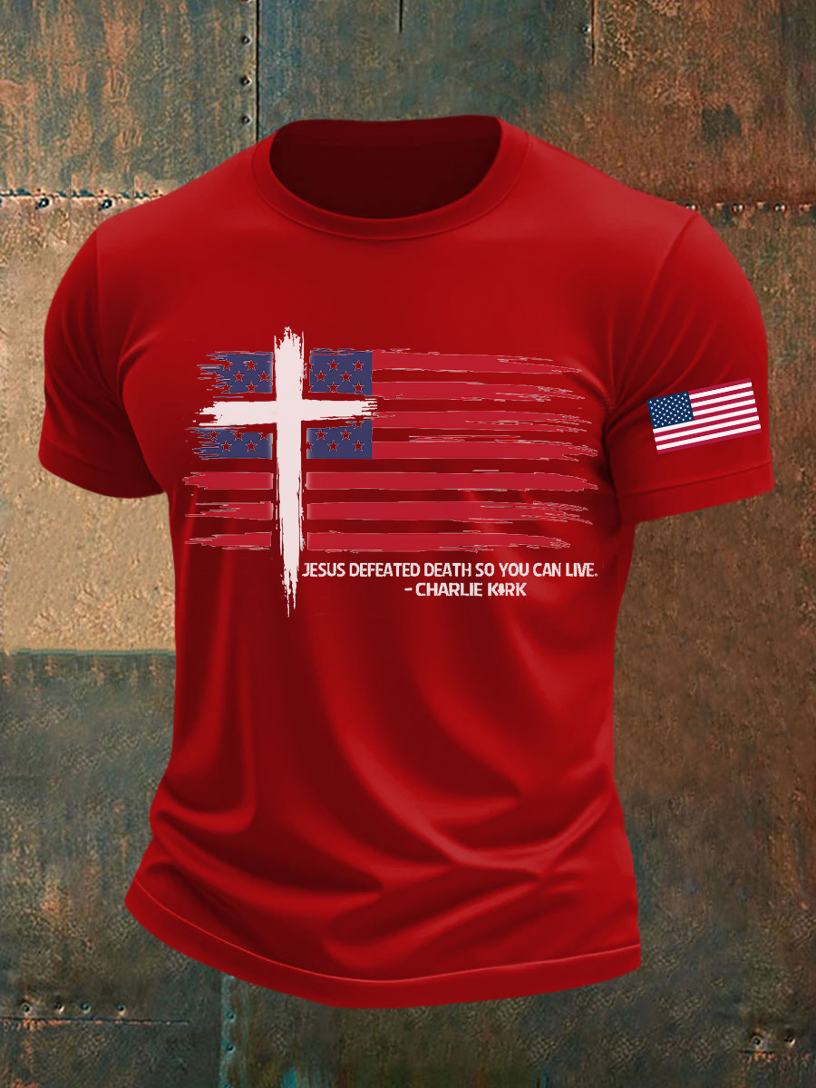 Men's Jesus Defeated Death So You Can Live C.K Printed T-shirt-America250