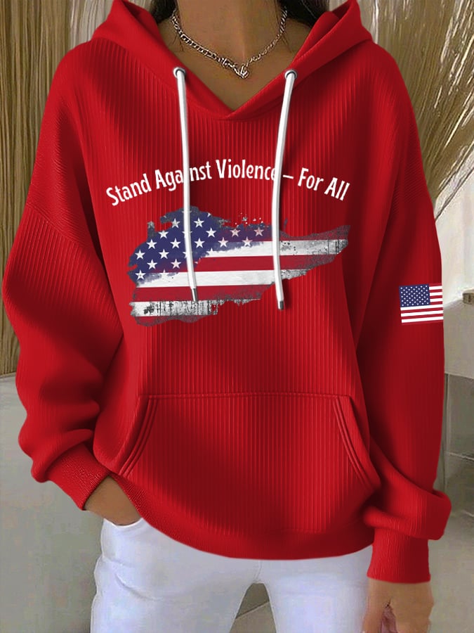 Women's Stand Against Violence For All Printed Hoodie-America250