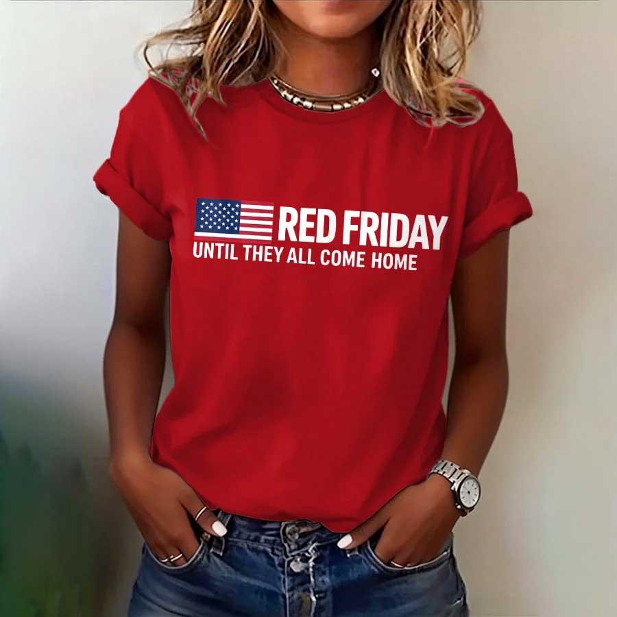 Women's Red Friday Print T-Shirt-America250