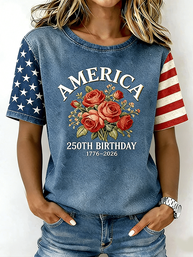 Women's 250th Anniversary American Art Print Casual T-Shirt-America250