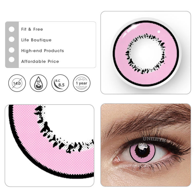 Uniieye Elements Pink Prescription Cosplay Colored Contact Lenses-UNIIEYE