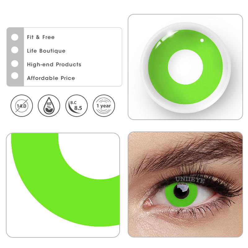 Uniieye Light Green Block Cosplay Colored Contact Lenses-UNIIEYE