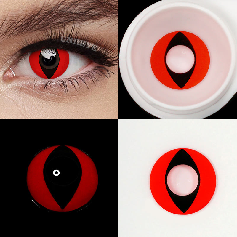 Uniieye Red Cat Eyes Cosplay Colored Contact Lenses-UNIIEYE
