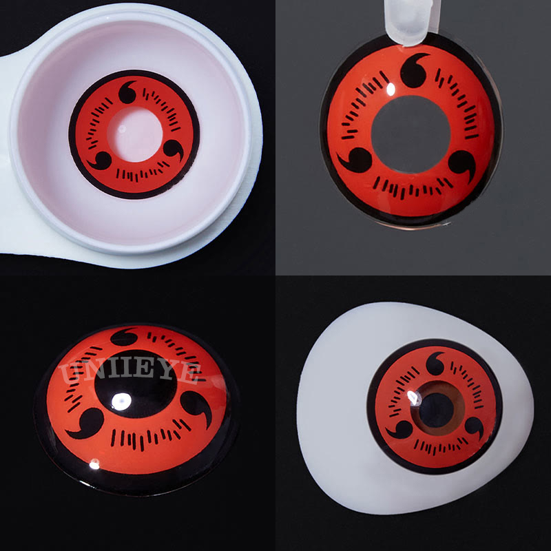Uniieye Sharingan Magatama Red Prescription Cosplay Colored Contact Lenses-UNIIEYE