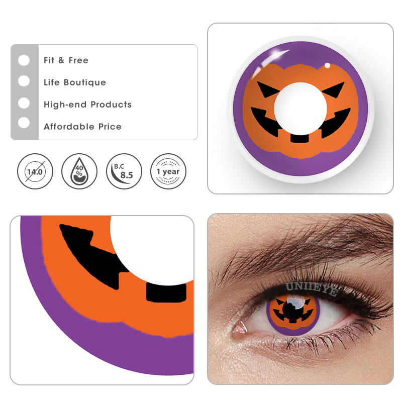 Uniieye Pumpkin Prescription Cosplay Colored Contact Lenses-UNIIEYE