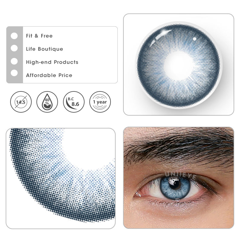 Uniieye Barbie Taylor Blue Prescription Men Colored Contact Lenses