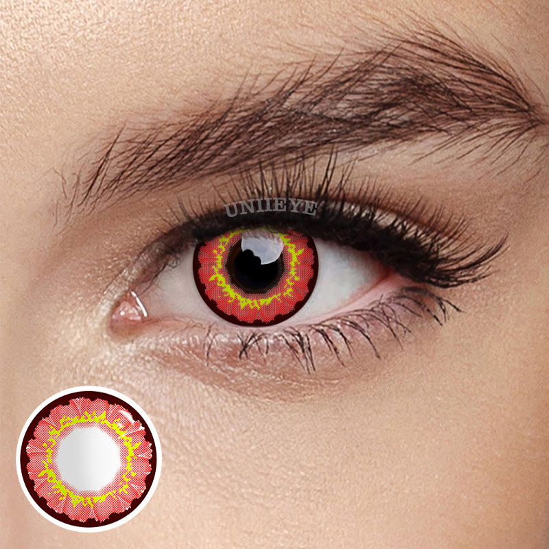 Uniieye Sunflower Red Brown Prescription Cosplay Colored Contact Lenses-UNIIEYE