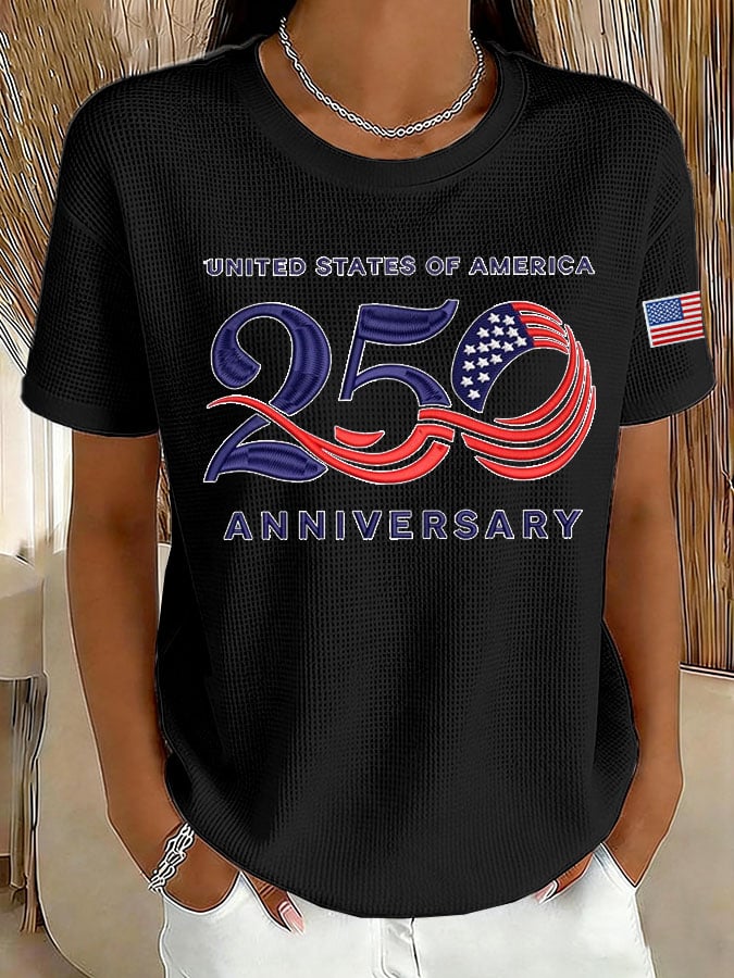 Women's 250 Years Print Waffle T-shirt-America250