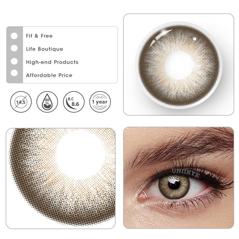 Uniieye Barbie Taylor Brown Prescription Colored Contact Lenses-UNIIEYE