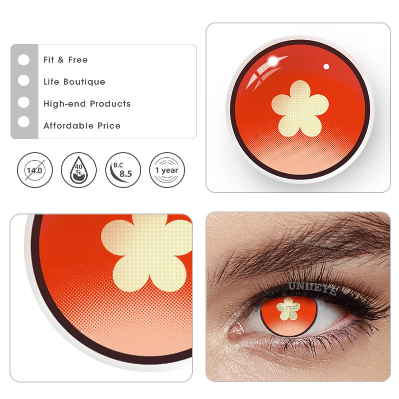 Uniieye Blind Hutao Red Cosplay Colored Contact Lenses-UNIIEYE