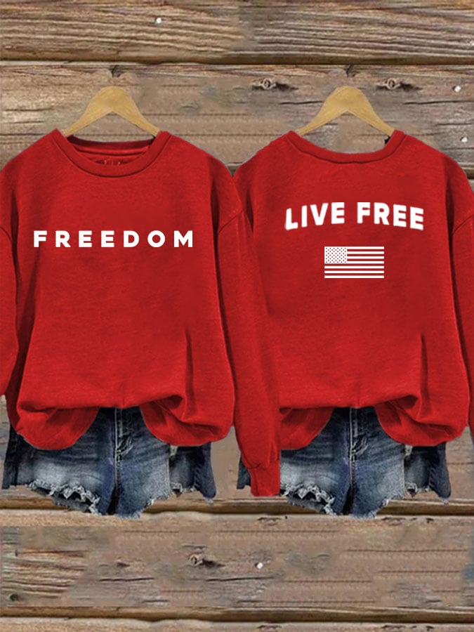 Women's Freedom Print Casual Printed Sweatshirt-America250