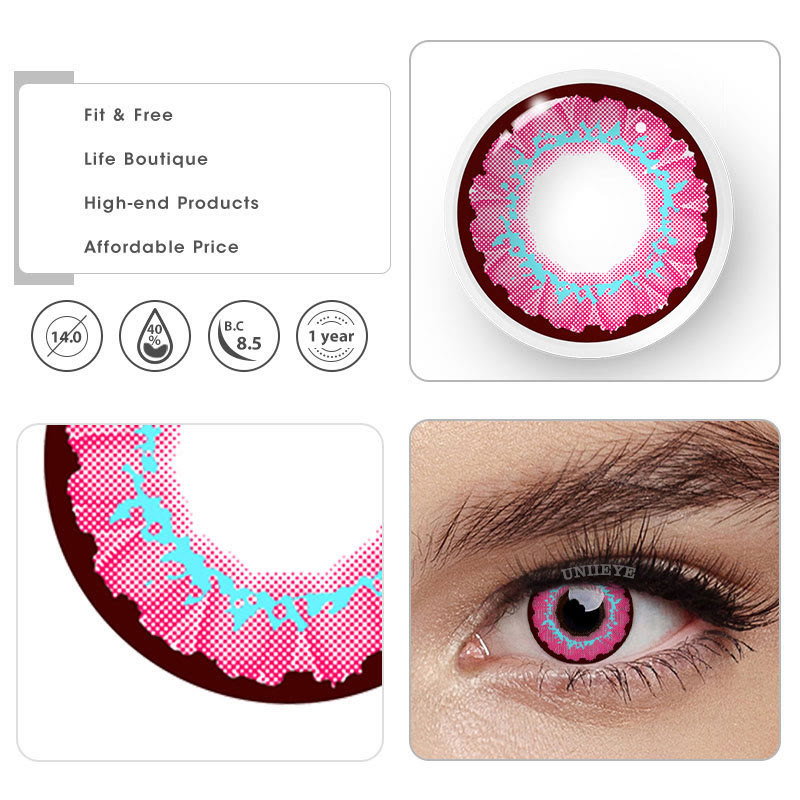 Uniieye Sunflower Pinky Purple Prescription Cosplay Colored Contact Lenses-UNIIEYE
