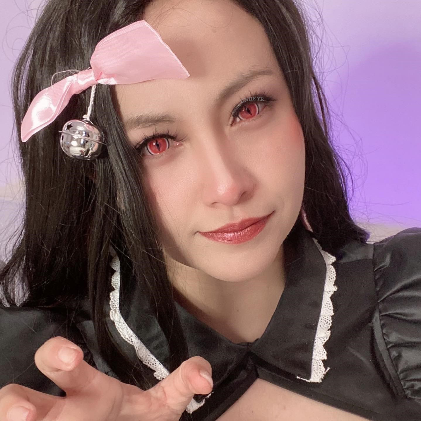 Uniieye Blind Kamado Nezuko Ghost Prescription Cosplay Colored Contact Lenses-UNIIEYE