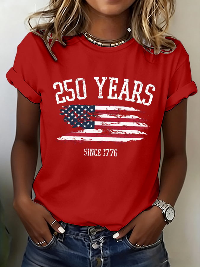 Women's 250th Anniversary National Flag Print Casual T-Shirt-America250