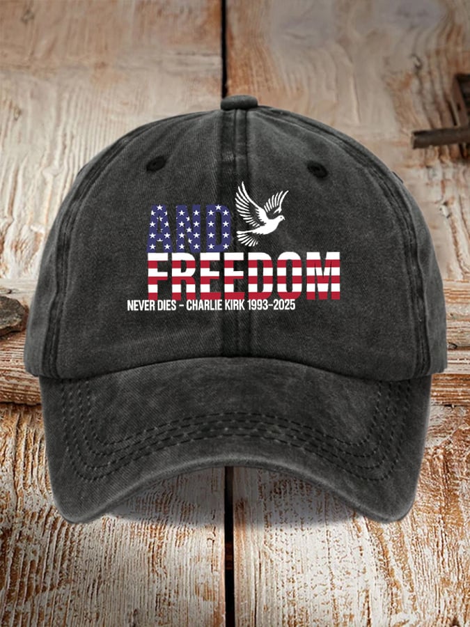 Peace and Freedom American Flag Print Baseball Cap-America250