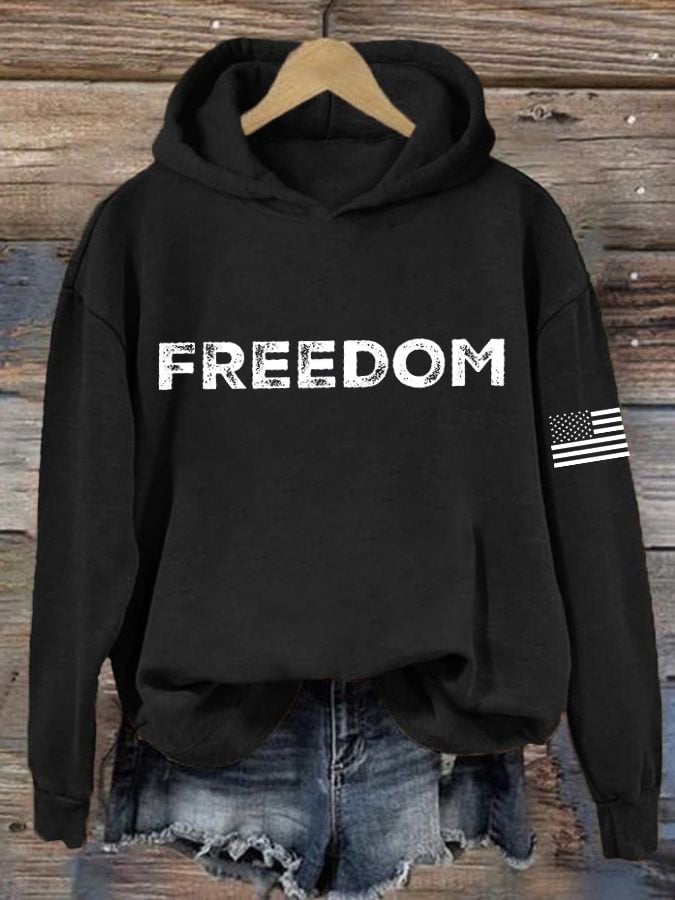 Women's freedom Print Casual Hoodie Sweatshirt-America250