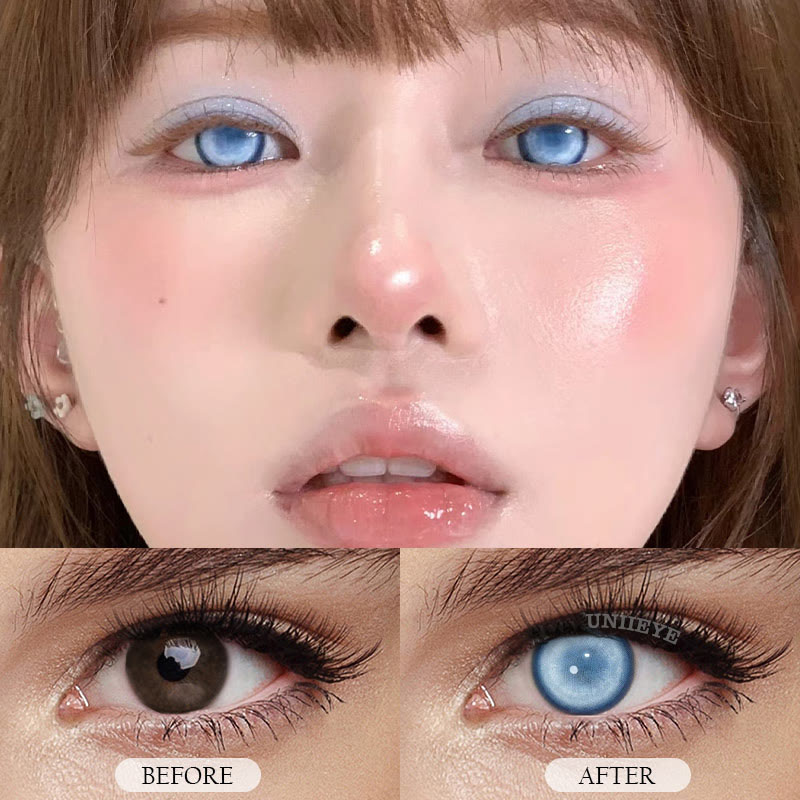 Uniieye Cyber Mesh Blue Prescription Cosplay Colored Contact Lenses | 6 Months-UNIIEYE