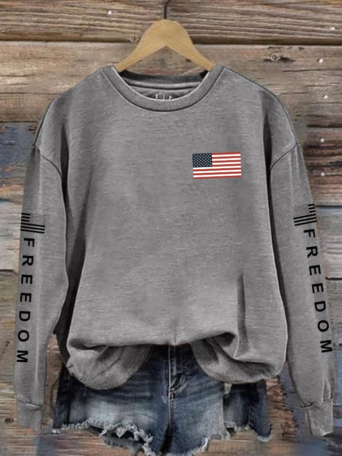 Women's Freedom American Flag Print Sweatshirt-America250