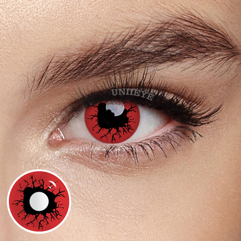 Uniieye Bloody Eye Red Prescription Cosplay Colored Contact Lenses-UNIIEYE