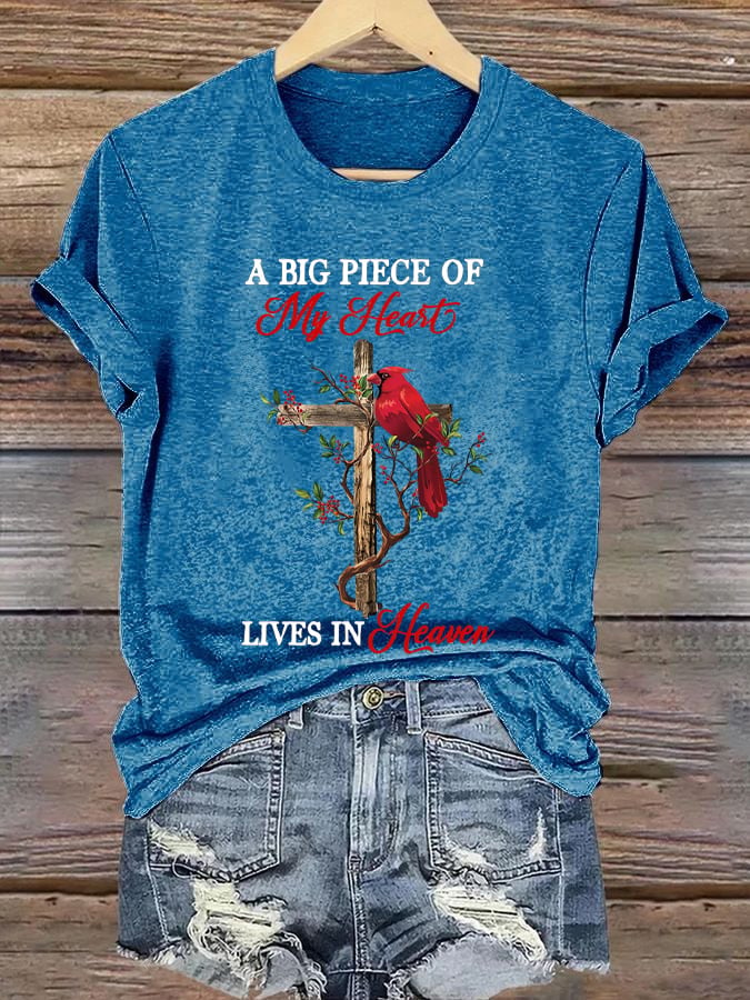 Women's A Big Piece of My Heart Lives in Heaven T-shirt-America250