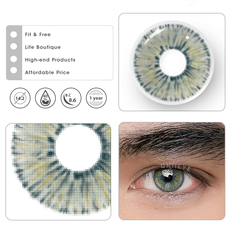 Uniieye Van Gogh Green Prescription Men Colored Contact Lenses