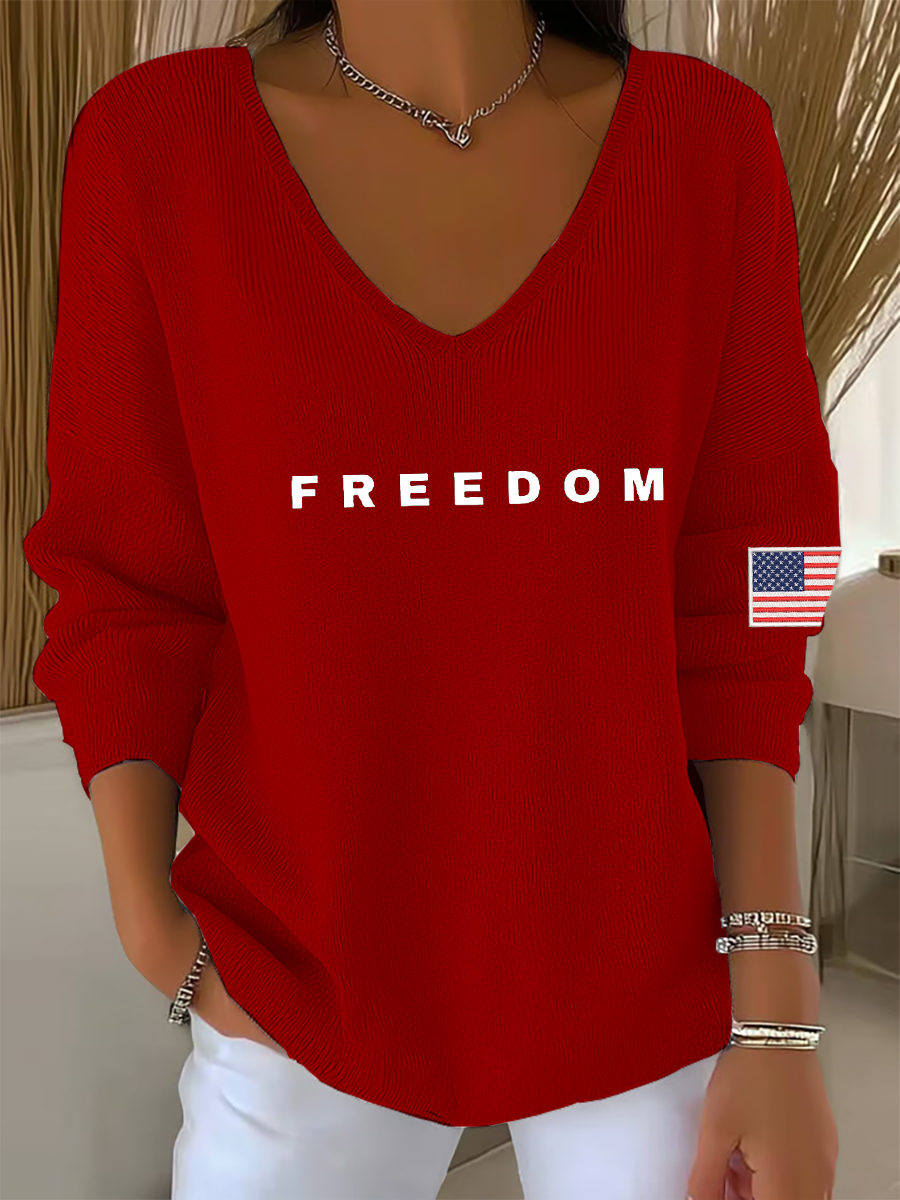 Women's Freedom Is Not Free This is the TP R.I.P C.K V-Neck Ribbed Top-America250