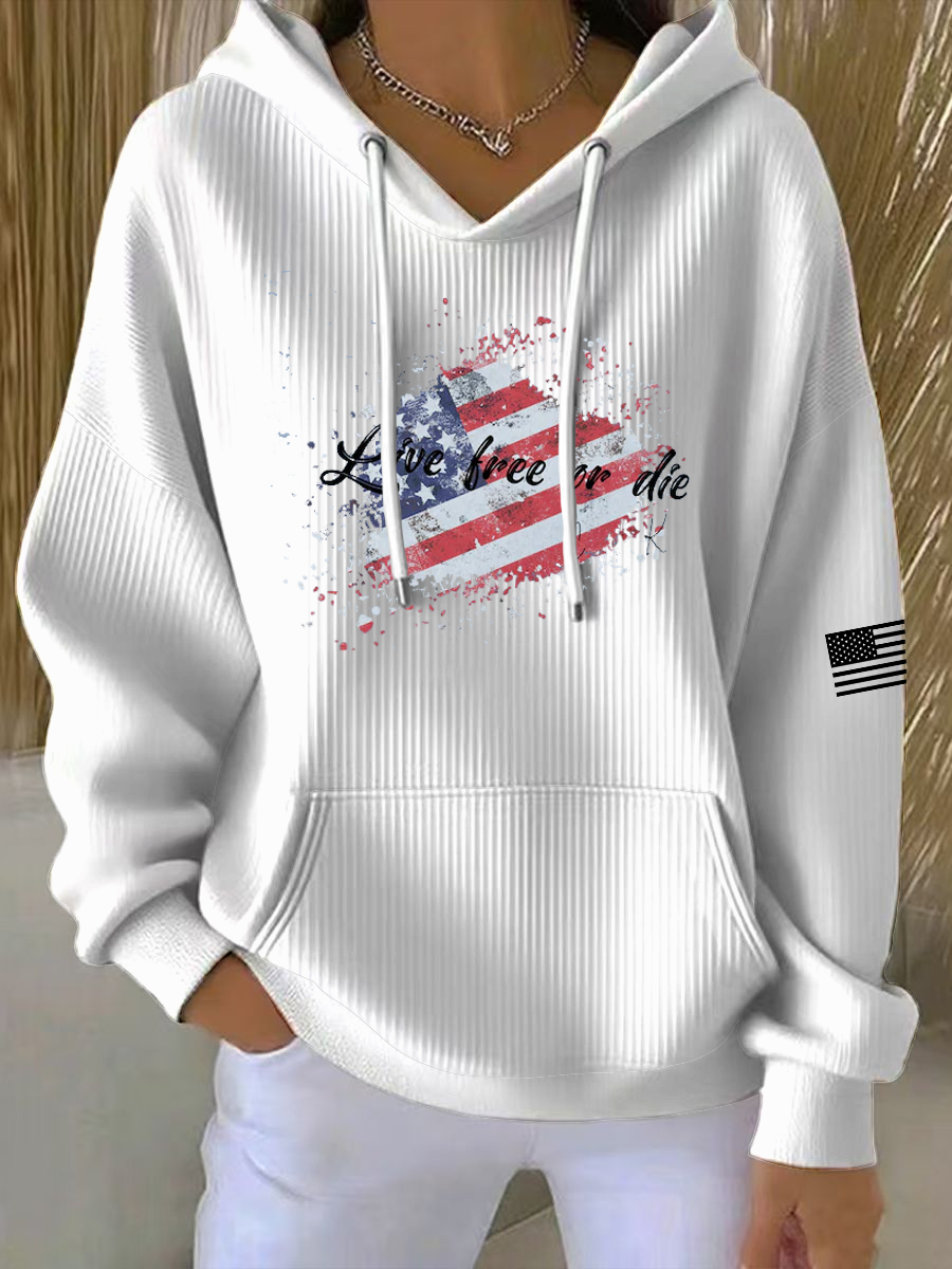 Women's Live Free Or Die Printed Hoodie-America250