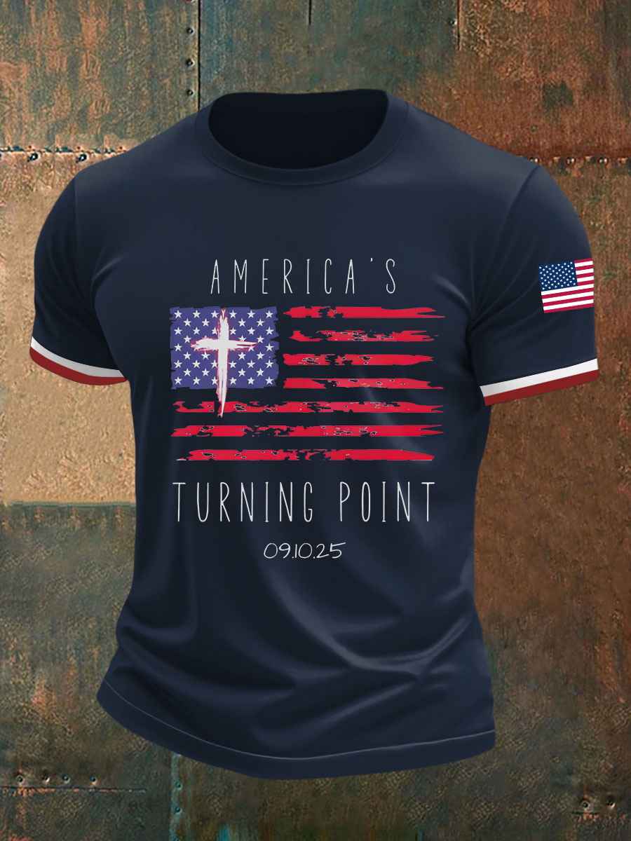 Men's TP Flag Cross Short Sleeves T-shirt-America250
