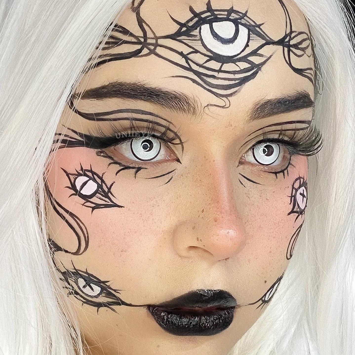 Uniieye White Manson Prescription Cosplay Colored Contact Lenses-UNIIEYE