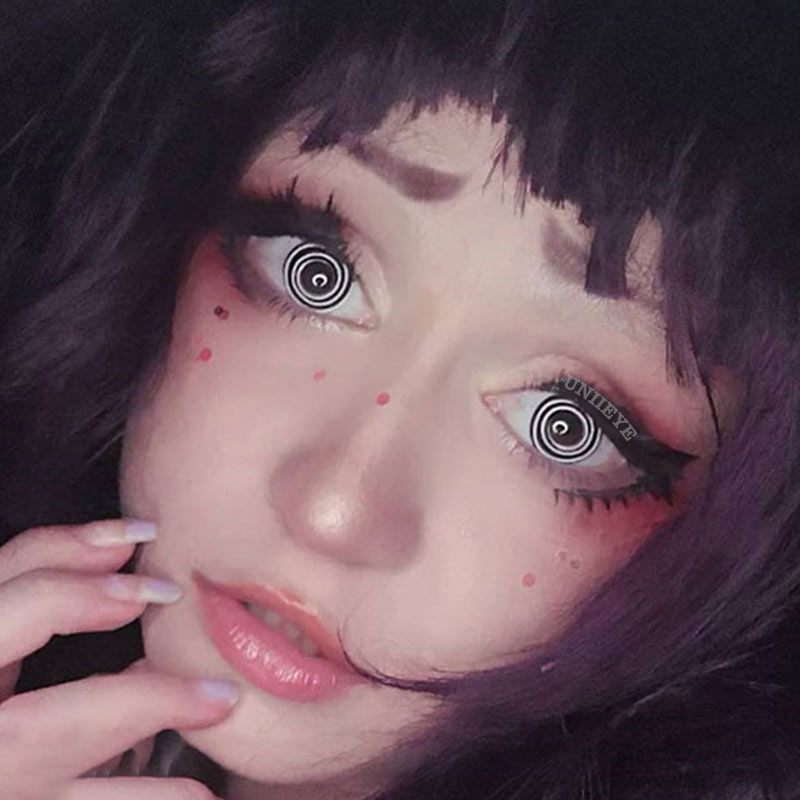 Uniieye Black White Spiral Prescription Cosplay Colored Contact Lenses-UNIIEYE