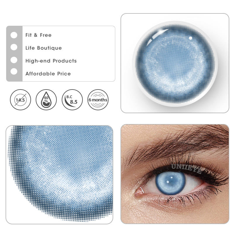 Uniieye Cyber Mesh Blue Prescription Cosplay Colored Contact Lenses | 6 Months-UNIIEYE
