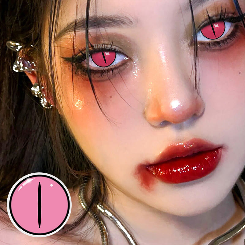 Uniieye Blind Kamado Nezuko Rose Cosplay Colored Contact Lenses-UNIIEYE