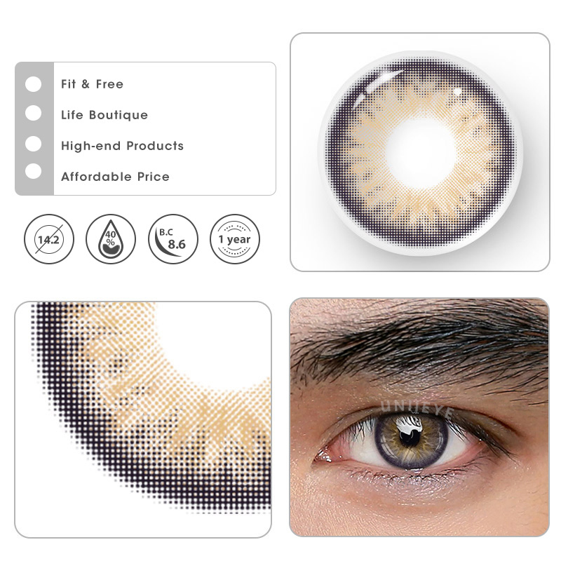Uniieye Sicilian Brown Prescription Men Colored Contact Lenses