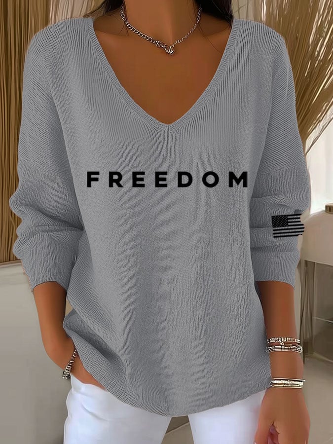 Women's Freedom Print Long Sleeve Top-America250