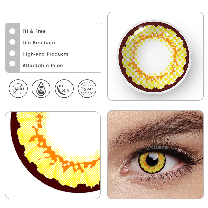 Uniieye Sunflower Yellow Brown Prescription Cosplay Colored Contact Lenses-UNIIEYE