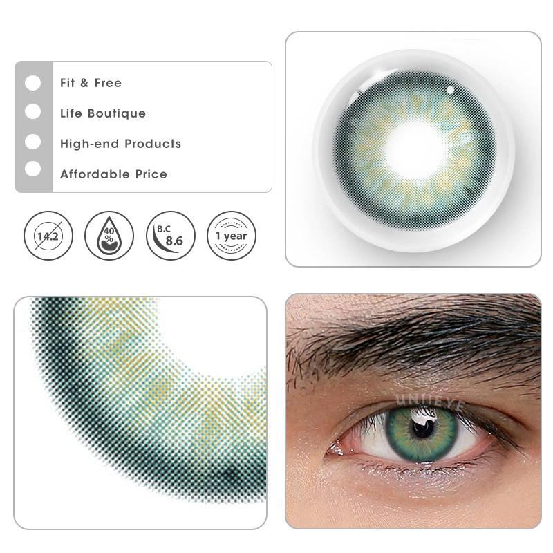 Uniieye Aegean Sea II Green Prescription Men Colored Contact Lenses