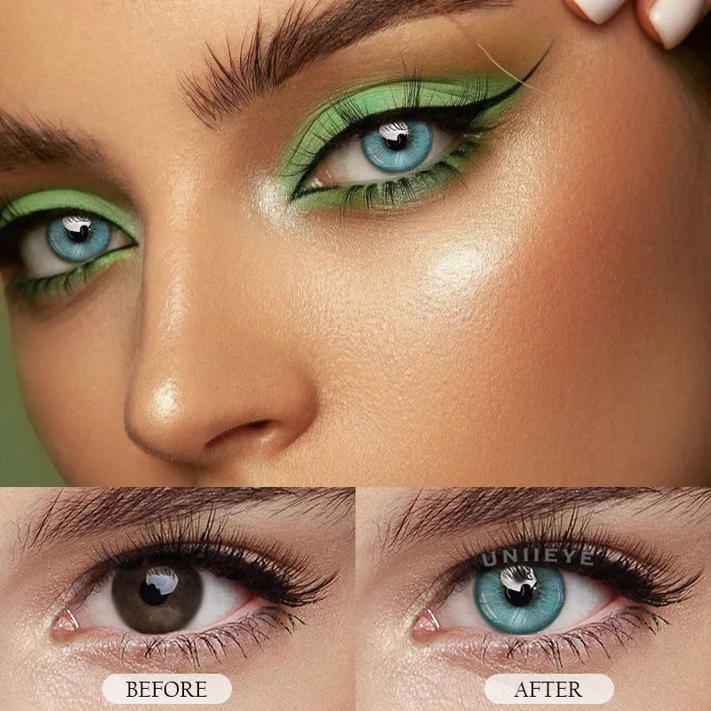Uniieye Magic Coral Cyan Green Prescription Colored Contact Lenses