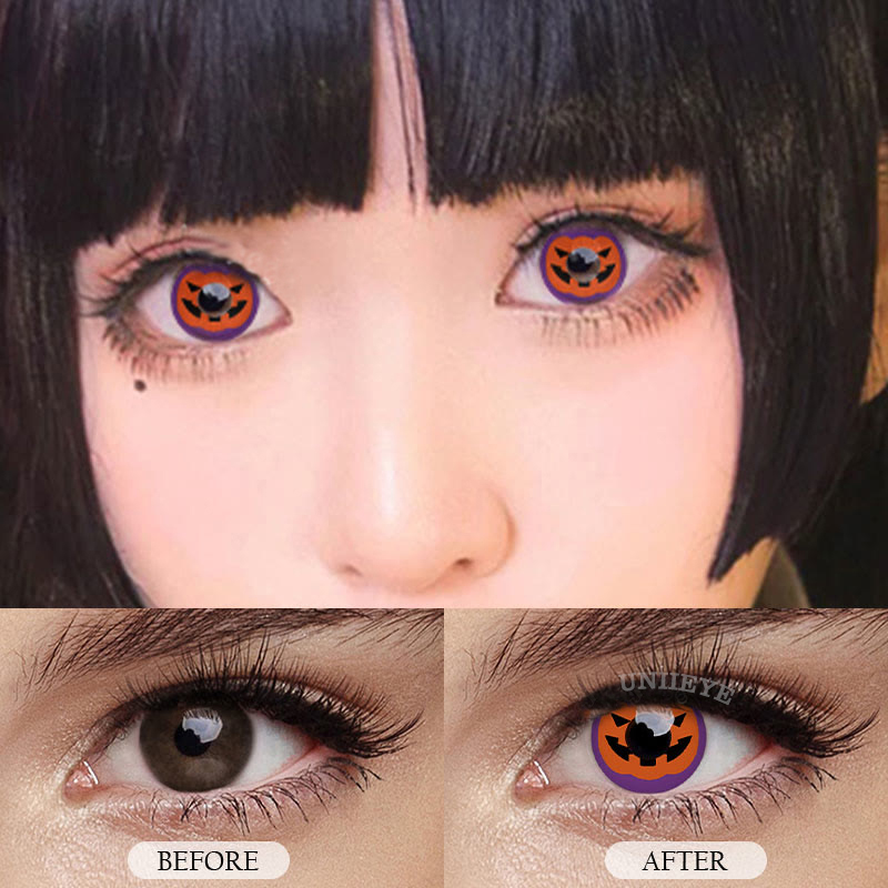 Uniieye Pumpkin Prescription Cosplay Colored Contact Lenses-UNIIEYE