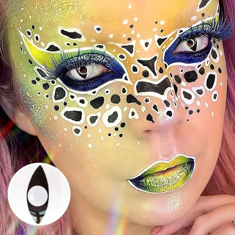 Uniieye White Cat Eye Prescription Cosplay Colored Contact Lenses-UNIIEYE